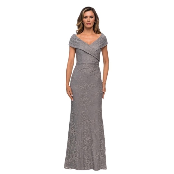 NWT La Femme Evening Gown in Platinum - Picture 1 of 14